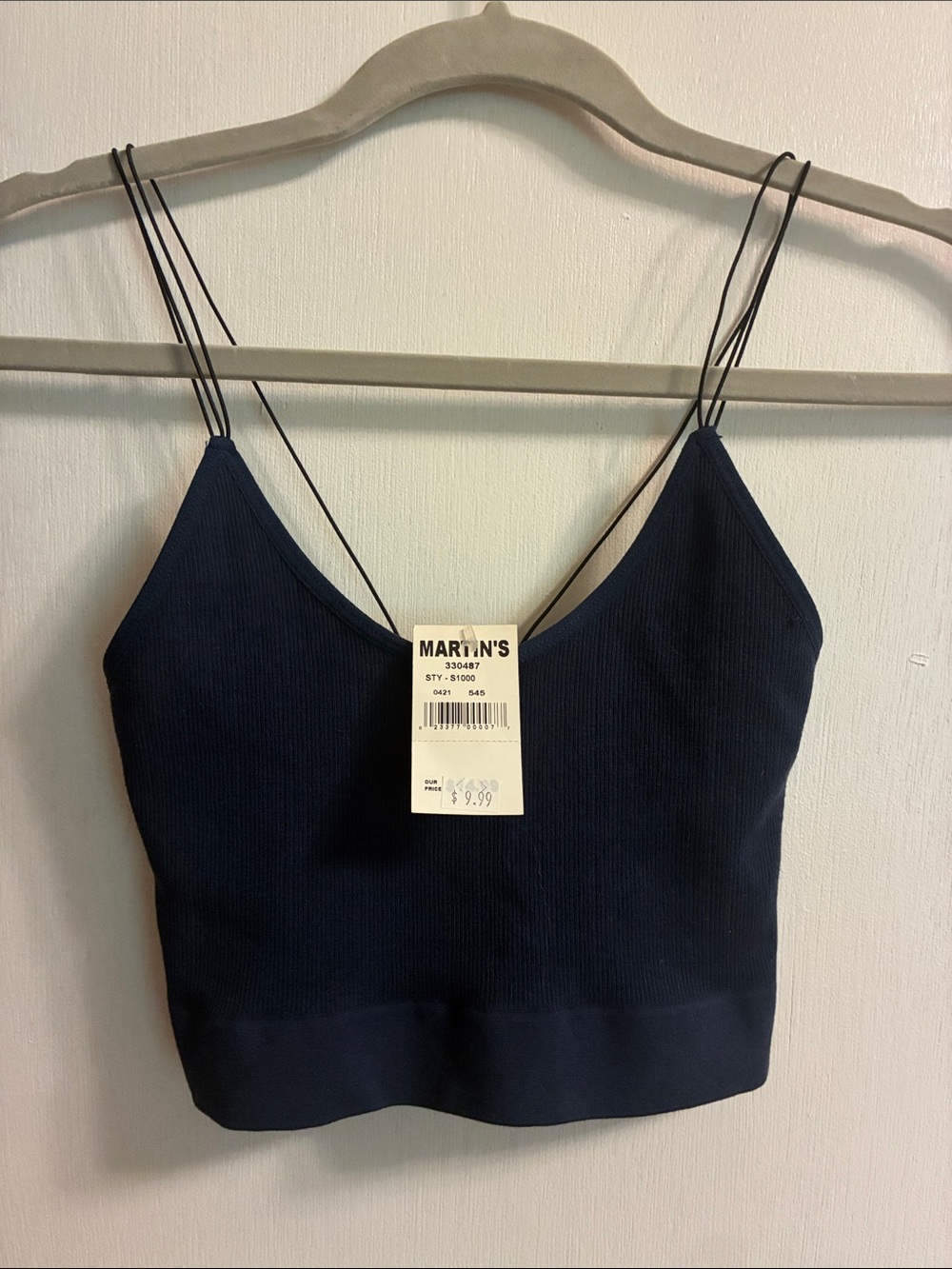By Together Navy Ribbed Double-Strap Cropped Cami